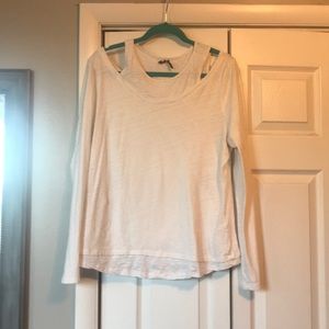 Anthropologie White peakaboo shoulder top